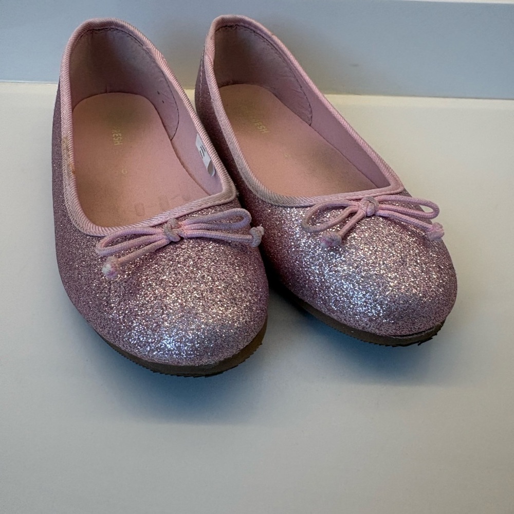 Joe Fresh Kids Pink Glitter Ballet Flats ✨ Bow Detail | Size 6